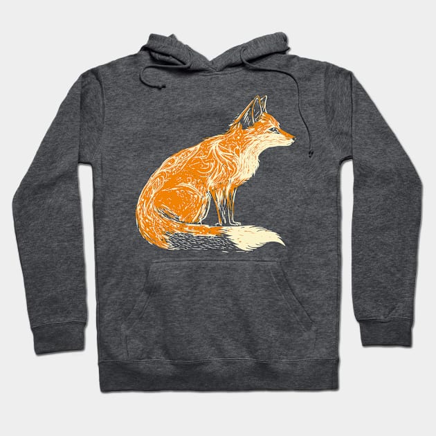 linocut fox Hoodie by kharmazero